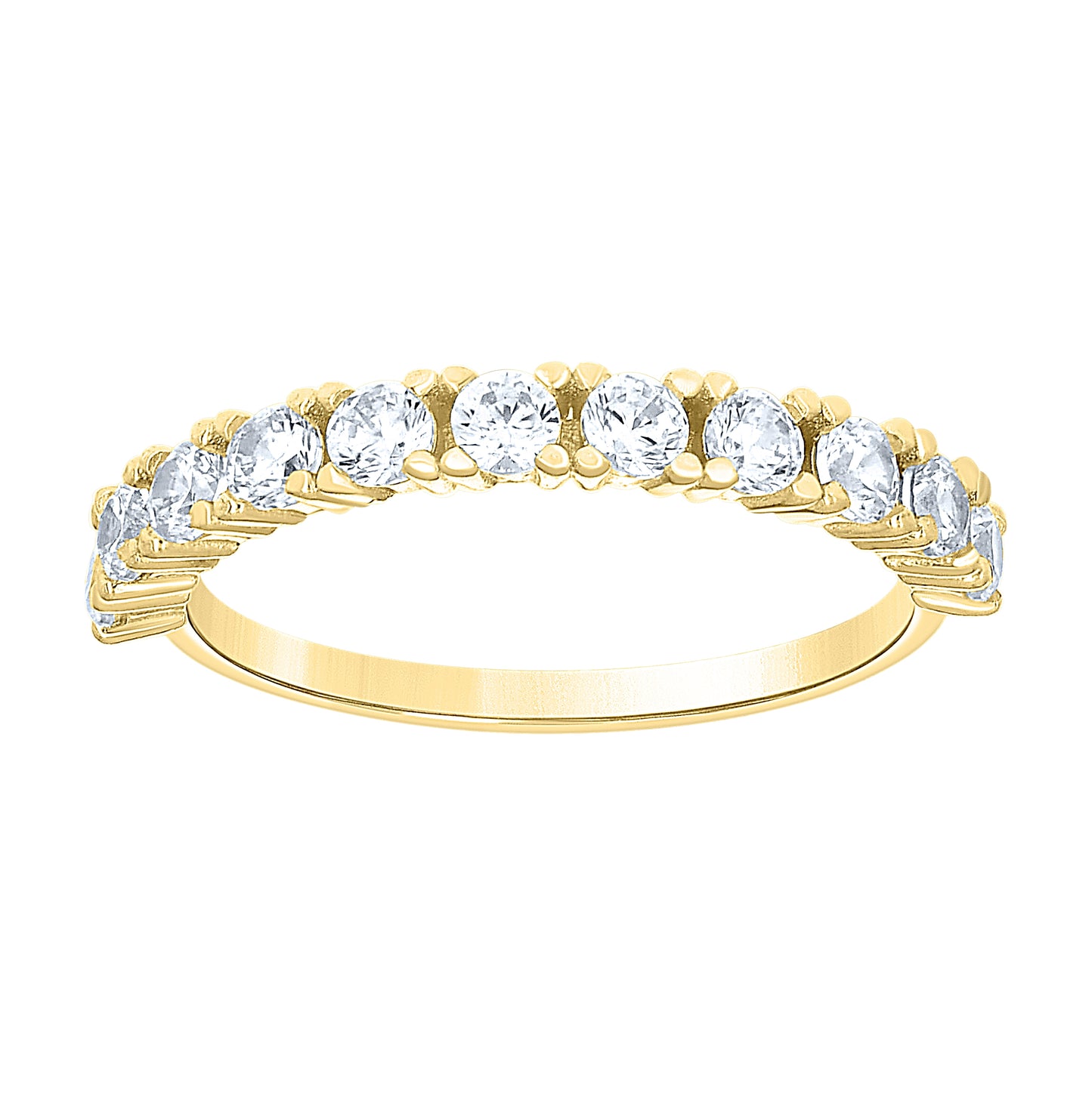 10kt Yellow Gold Womens Cubic-Zirconia Semi-Eternity Band Ring– Elegant Jewelry Gift for Birthday, Anniversary, Engagement, Wedding