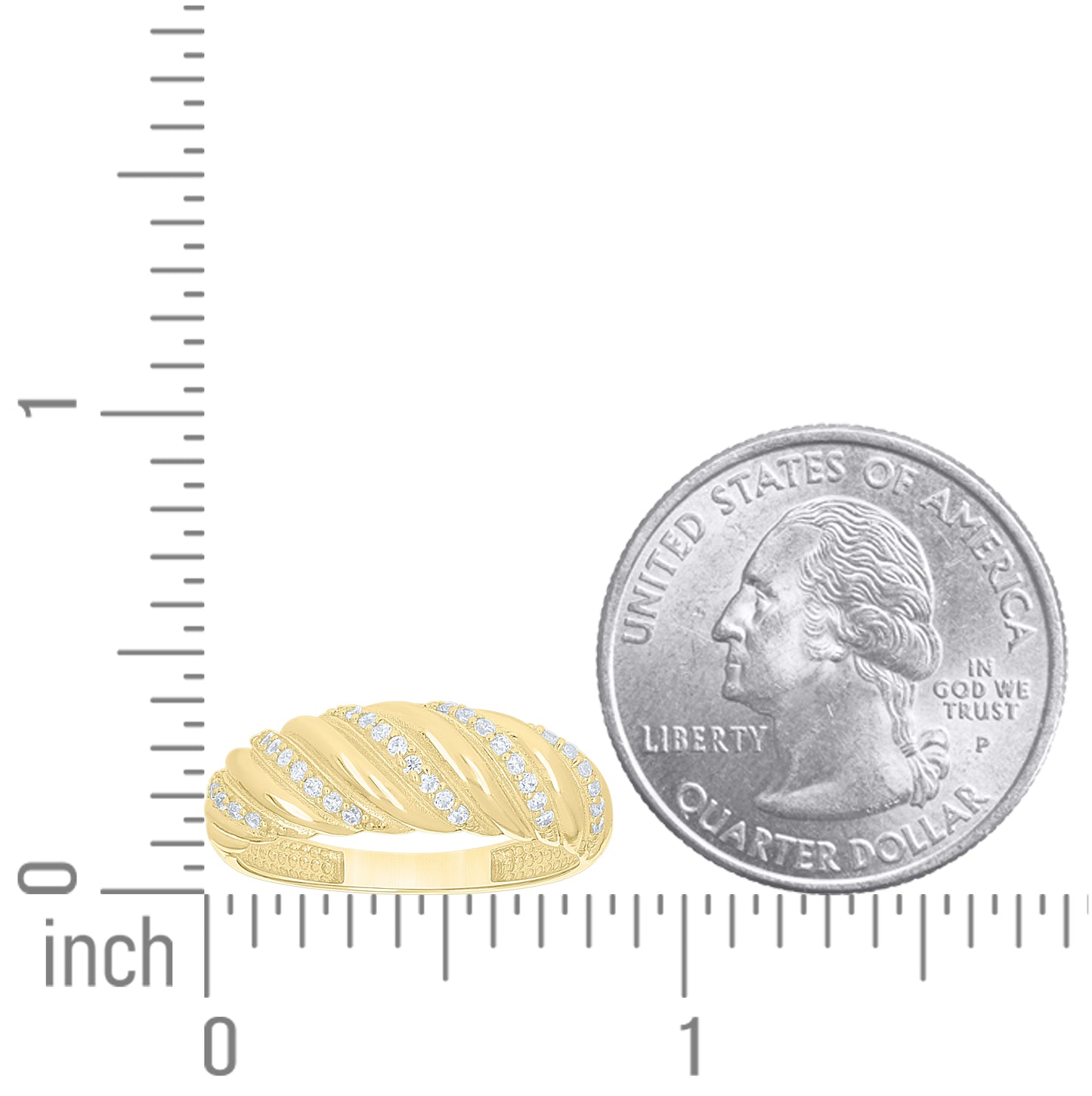 10kt Yellow Gold Womens Cubic-Zirconia Scalloped Dome Fashion Ring– Elegant Jewelry Gift for Birthday, Anniversary, Engagement, Wedding