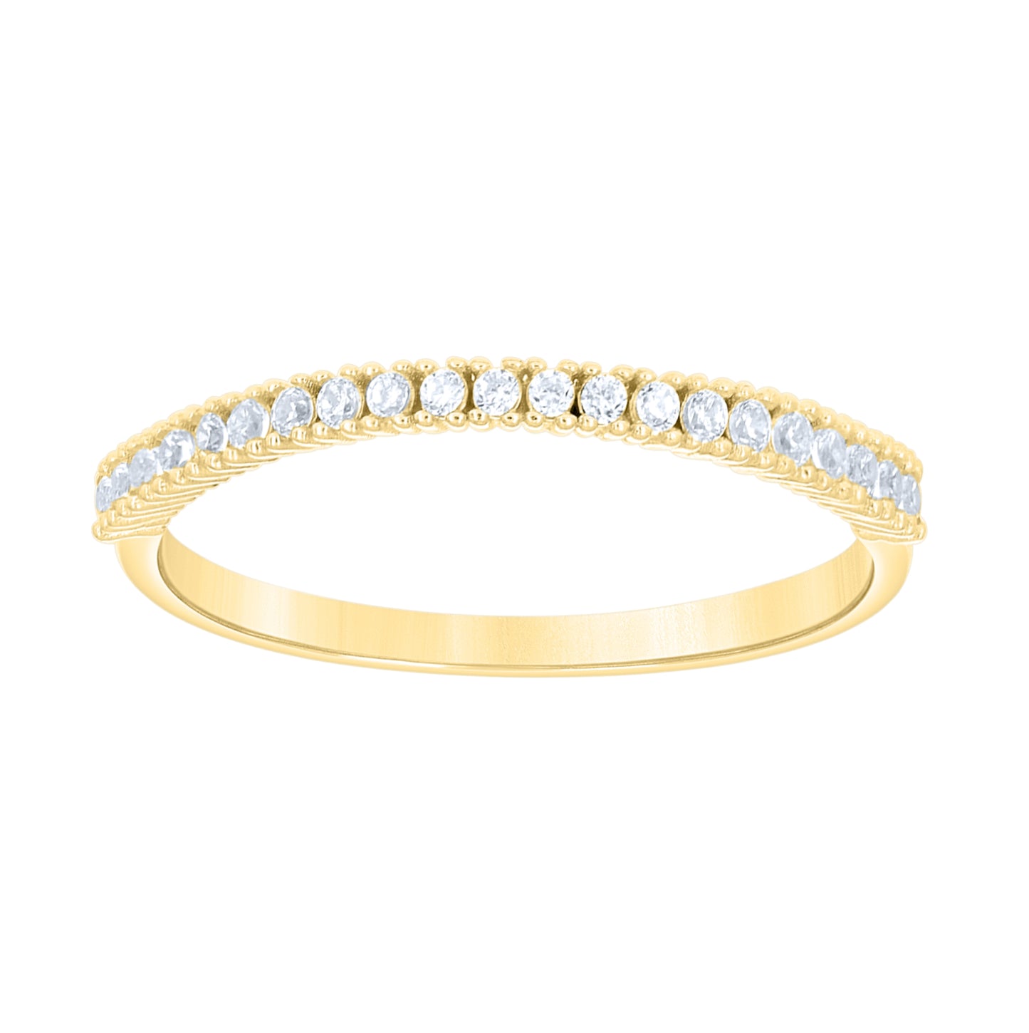 10kt Yellow Gold Womens Cubic-Zirconia Semi-Eternity Band Ring– Elegant Jewelry Gift for Birthday, Anniversary, Engagement, Wedding