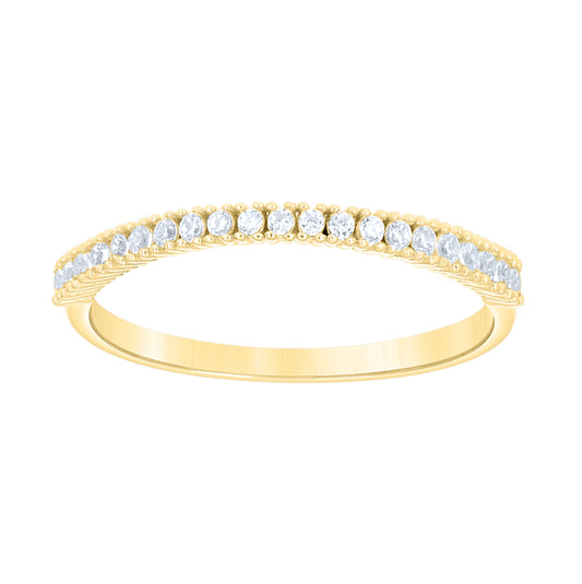 10kt Yellow Gold Womens Cubic-Zirconia Semi-Eternity Band Ring– Elegant Jewelry Gift for Birthday, Anniversary, Engagement, Wedding