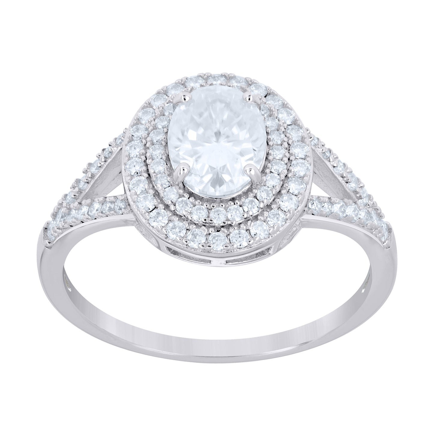 Sterling Silver Womens Oval Round 2.55ct Moissanite Halo Engagement Ring Size 10 – Elegant Jewelry Gift for Birthday, Anniversary, Engagement, Wedding