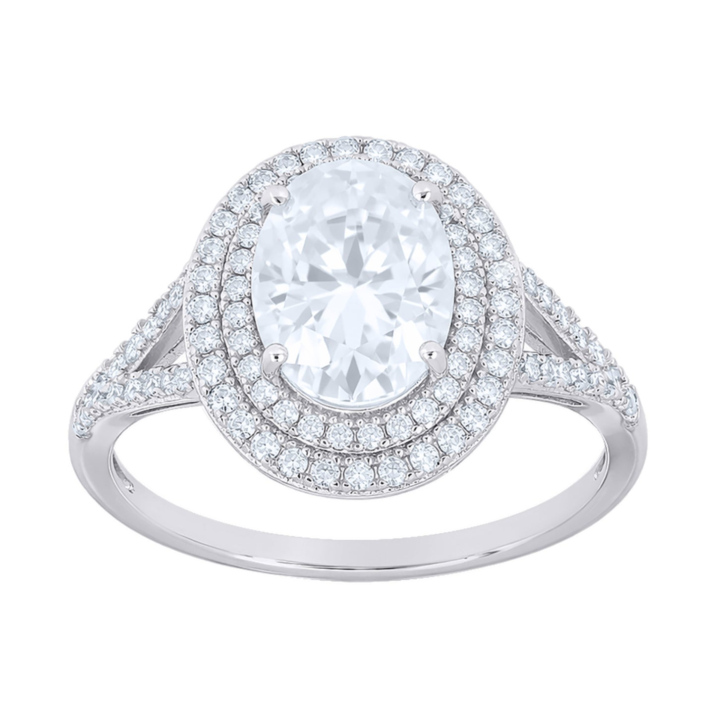 Sterling Silver Womens Oval Round 4.6ct Moissanite Halo Engagement Ring Size 10 – Elegant Jewelry Gift for Birthday, Anniversary, Engagement, Wedding