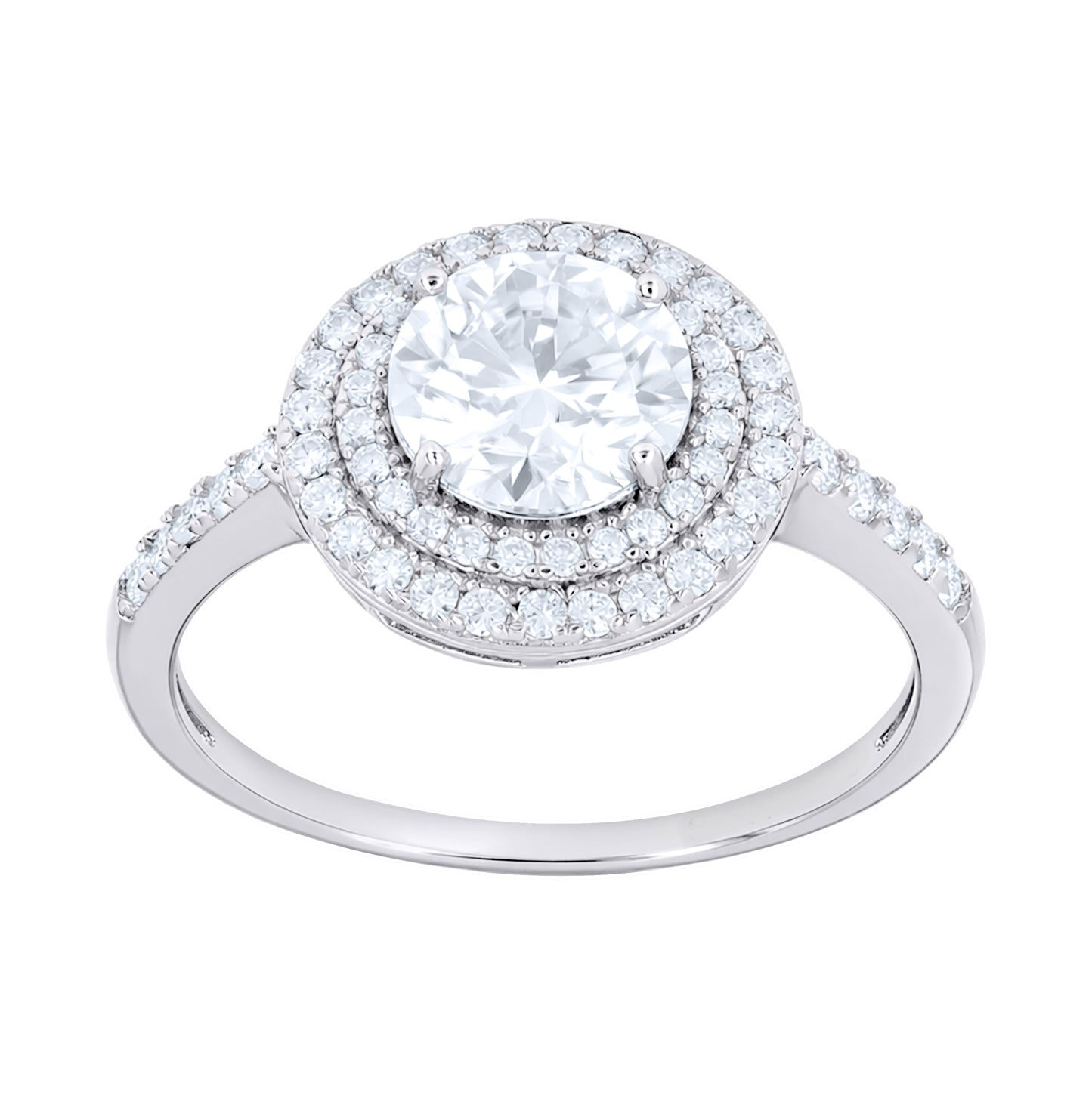 Sterling Silver Womens 2.004ct Moissanite Halo Engagement Ring Size 10 – Elegant Jewelry Gift for Birthday, Anniversary, Engagement, Wedding