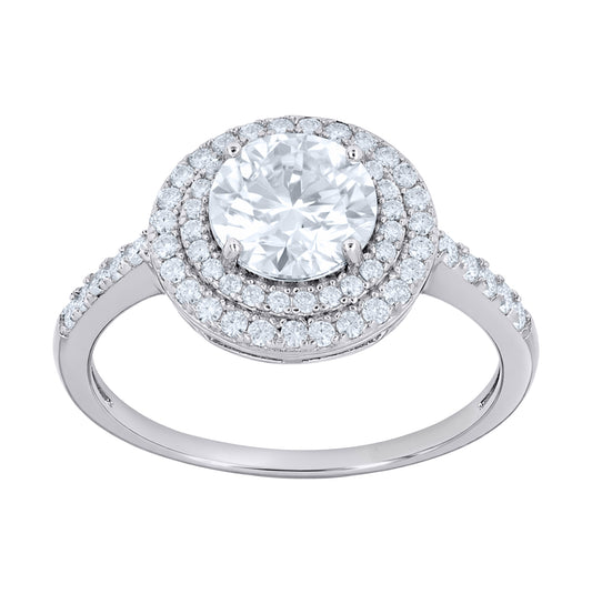 Sterling Silver Womens 2.51ct Moissanite Halo Engagement Ring Size 10 – Elegant Jewelry Gift for Birthday, Anniversary, Engagement, Wedding