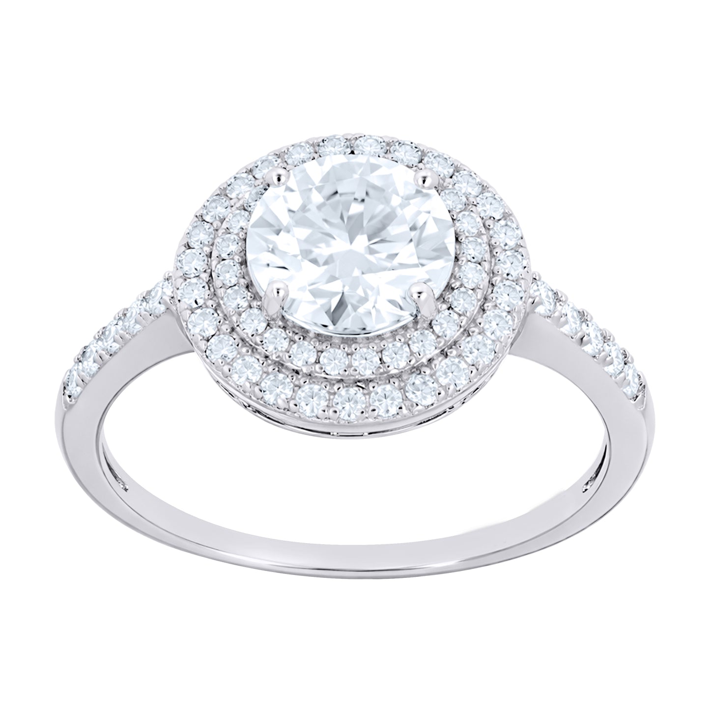 Sterling Silver Womens 3.53ct Moissanite Halo Engagement Ring Size 10 – Elegant Jewelry Gift for Birthday, Anniversary, Engagement, Wedding