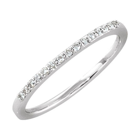 14K White Gold Round 1.2 Mm Polished 1/8 Ctw Natural Diamond Anniversary Band