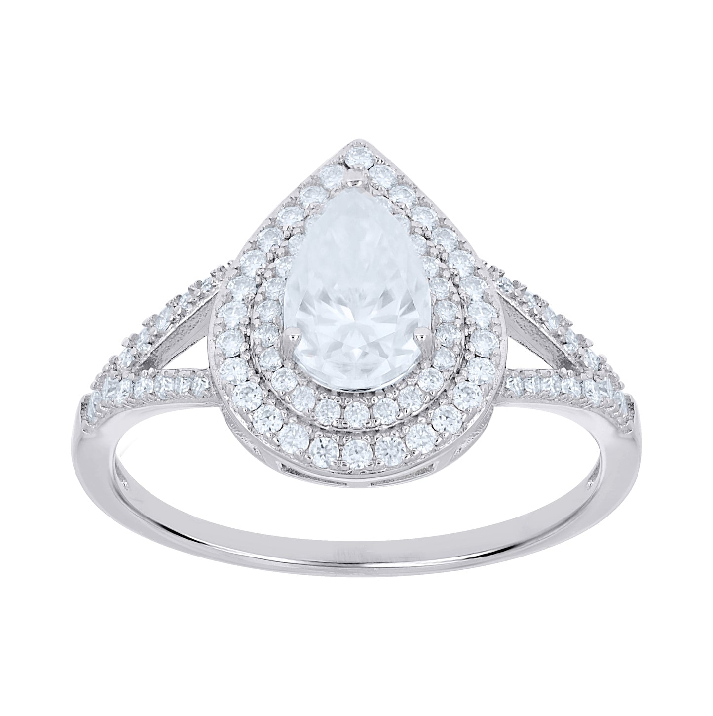 Sterling Silver Womens Pear Round 2.08ct Moissanite Teardrop Engagement Ring Size 10 – Elegant Jewelry Gift for Birthday, Anniversary, Engagement, Wedding