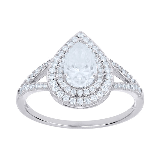 Sterling Silver Womens Pear Round 2.08ct Moissanite Teardrop Engagement Ring Size 10 – Elegant Jewelry Gift for Birthday, Anniversary, Engagement, Wedding