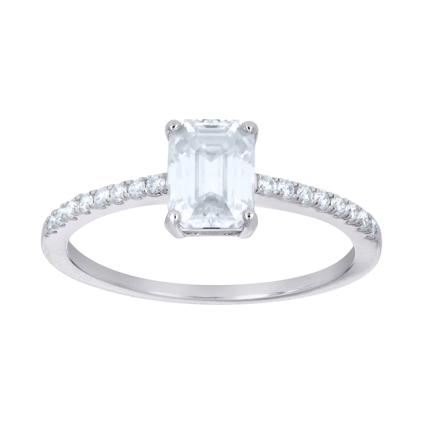 Sterling Silver Womens Emerald Round 1.66ct Moissanite Engagement Ring Size 10 – Elegant Jewelry Gift for Birthday, Anniversary, Engagement, Wedding