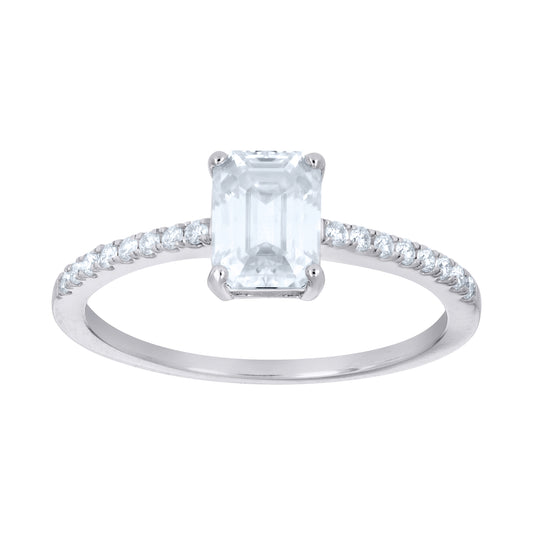 Sterling Silver Womens Emerald Round 1.66ct Moissanite Engagement Ring Size 10 – Elegant Jewelry Gift for Birthday, Anniversary, Engagement, Wedding