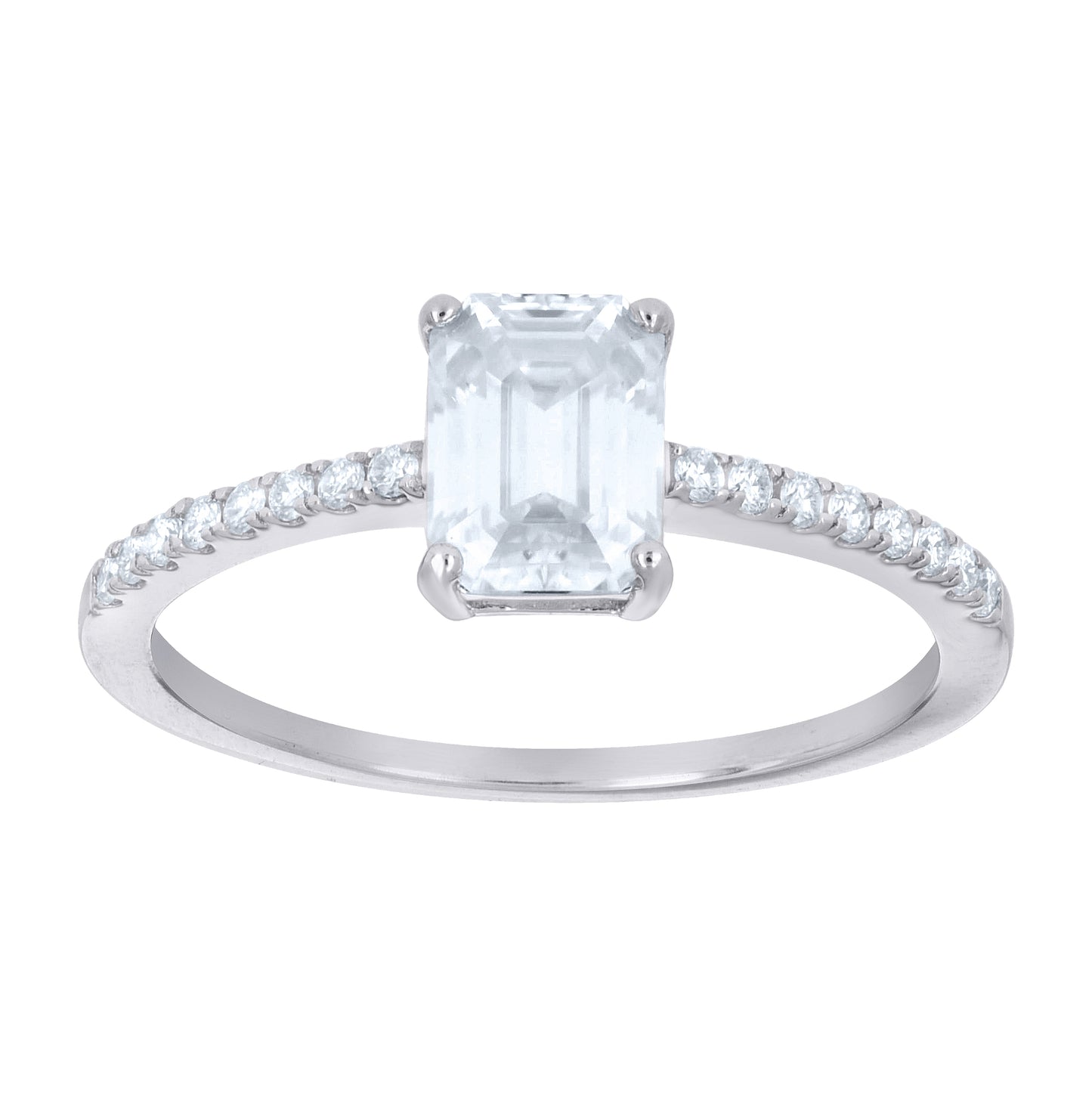Sterling Silver Womens Emerald Round 2.18ct Moissanite Engagement Ring Size 10 – Elegant Jewelry Gift for Birthday, Anniversary, Engagement, Wedding