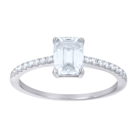 Sterling Silver Womens Emerald Round 2.18ct Moissanite Engagement Ring Size 10 – Elegant Jewelry Gift for Birthday, Anniversary, Engagement, Wedding