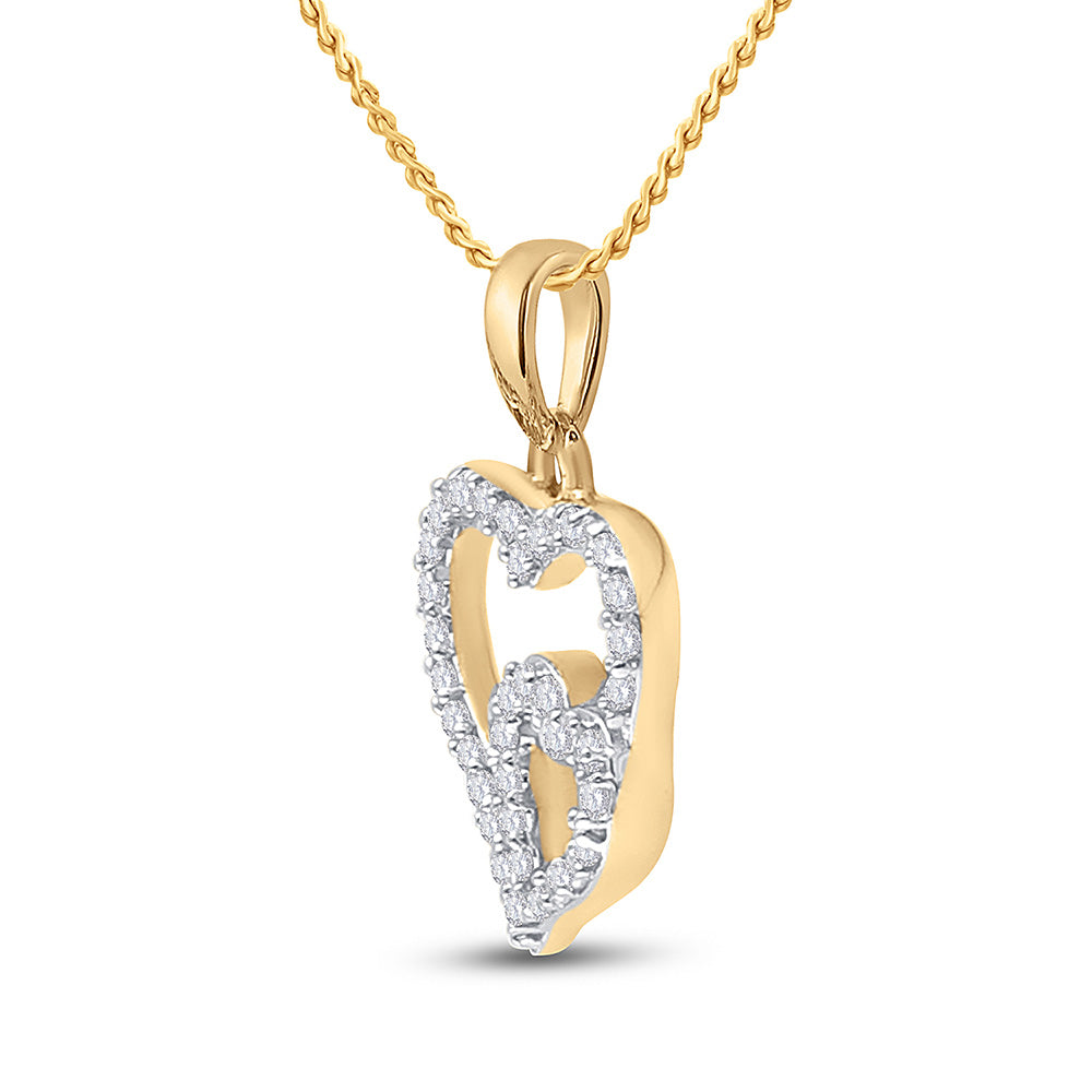 10K Yellow Or Rose Gold Womens Round Diamond Double Heart Pendant