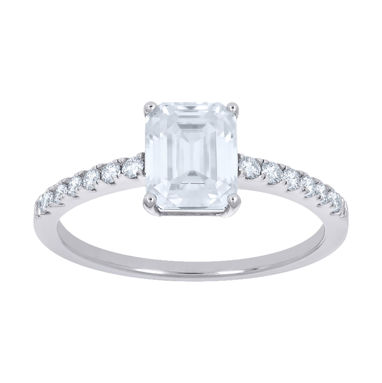 Sterling Silver Womens Emerald Round 3.3ct Moissanite Engagement Ring Size 10 – Elegant Jewelry Gift for Birthday, Anniversary, Engagement, Wedding