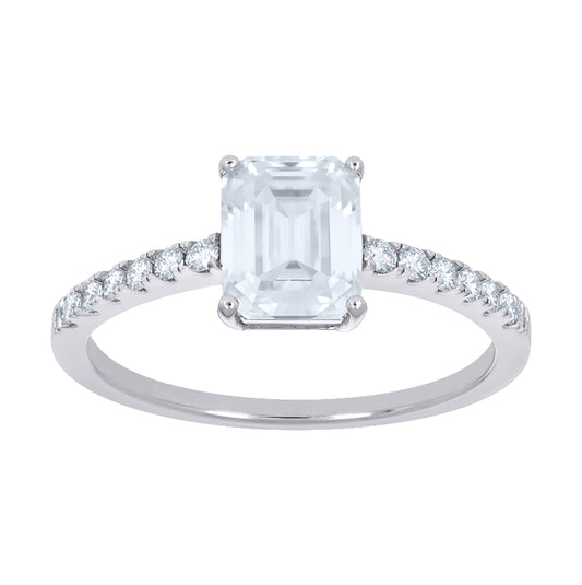 Sterling Silver Womens Emerald Round 3.3ct Moissanite Engagement Ring Size 10 – Elegant Jewelry Gift for Birthday, Anniversary, Engagement, Wedding