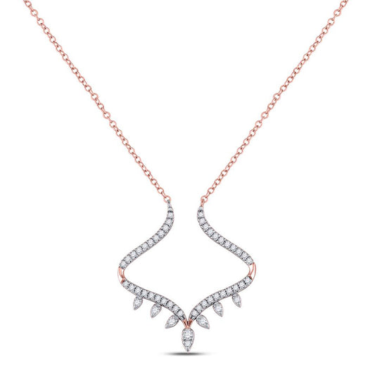 14K Rose Gold Womens Round Diamond Fashion Necklace 1/4 Cttw, Length: 17.5 In