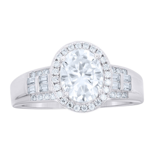 925 Sterling Silver Baguette Moissanite Ring