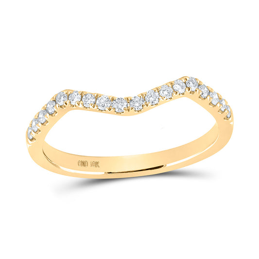 10K Yellow Gold Womens Round Diamond Wedding Curved Enhancer Band 1/5 Cttw, Womens Size: 5-10