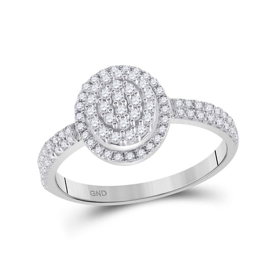 10K White Gold Womens Round Diamond Cluster Ring 1/2 Cttw, Womens Size: 5-10