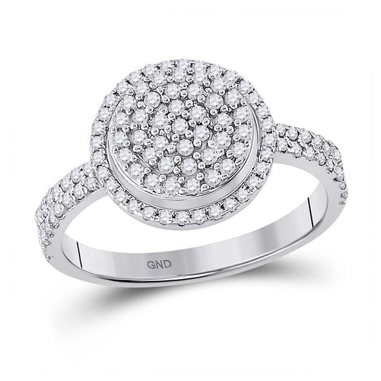 10K White Gold Womens Round Diamond Cluster Ring 1/2 Cttw, Womens Size: 5-10