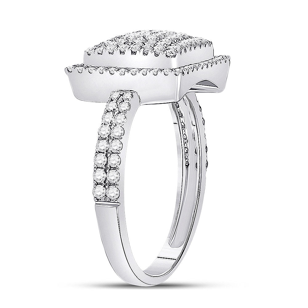 10K White Gold Womens Round Diamond Square Cluster Ring 1/2 Cttw, Womens Size: 5-10