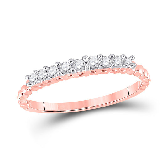 10K Rose Gold Womens Round Diamond Single Row Band Ring 1/4 Cttw, Womens Size: 5-10