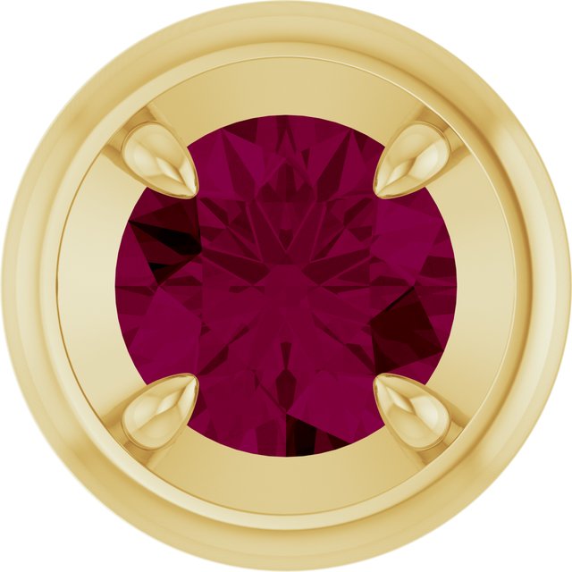 14K Yellow Gold Round 7 Mm Polished Natural Rhodolite Garnet Solitaire Slide Pendant