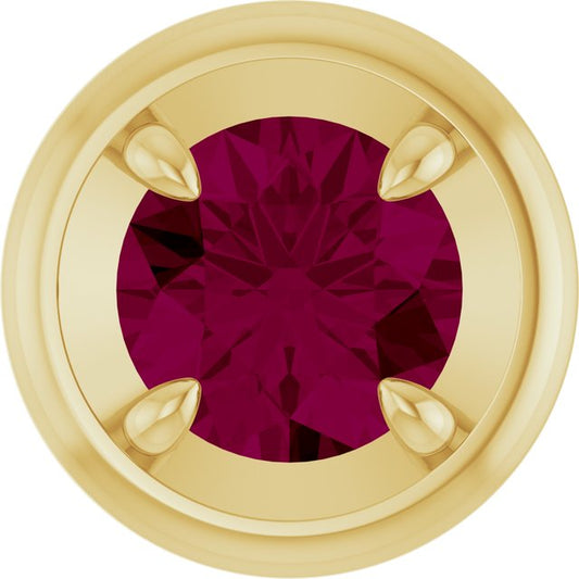14K Yellow Gold Round 7 Mm Polished Natural Rhodolite Garnet Solitaire Slide Pendant