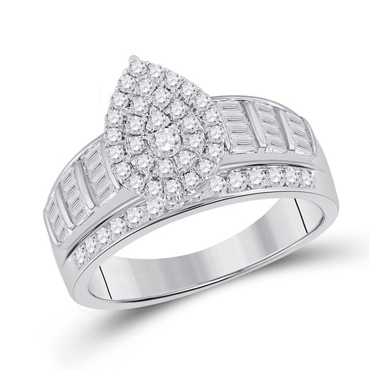 10K Yellow Or White Gold  Round Diamond Teardrop Bridal Wedding Engagement Ring 1 Cttw, Womens Size: 5-10