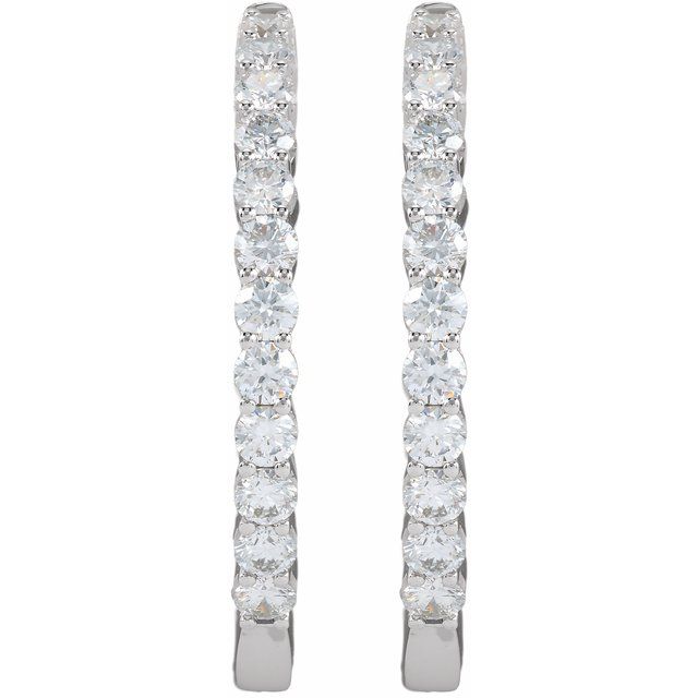 14K Yellow Or White Or Rose Gold Si1-Si2, Gh Hinged Polished Lab-Grown Diamond Inside-Outside Hoop Earrings