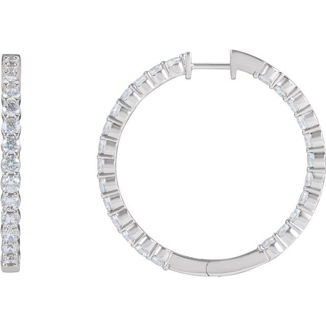 14K Yellow Or White Gold Vs, F+ Hinged Polished Lab-Grown Diamond Inside-Outside Hoop Earrings