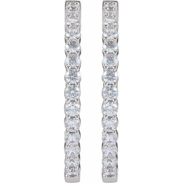 14K Yellow Or White Gold Vs, F+ Hinged Polished Lab-Grown Diamond Inside-Outside Hoop Earrings