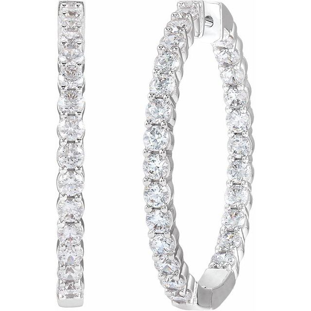 14K Yellow Or White Gold Vs, F+ Hinged Polished Lab-Grown Diamond Inside-Outside Hoop Earrings