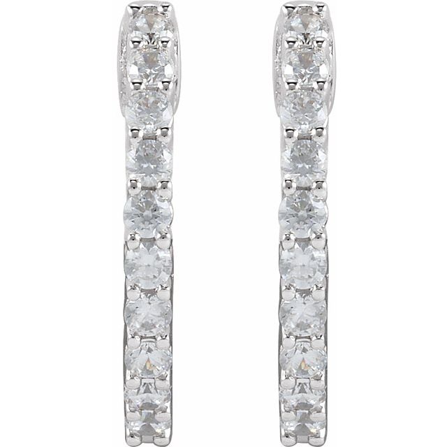 14K Yellow Or White Or Rose Gold Si1-Si2, Gh Hinged Polished Lab-Grown Diamond Inside-Outside Hoop Earrings