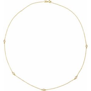14K Yellow Gold 5-Stone 3.65Mm Si1-Si2, G-H Each Polished 1 Ctw Lab-Grown Diamond Necklace