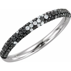 Black Rhodium-Plated 14K White Gold 3/8 CTW Natural Black & White Diamond Micro Pav? Ring Size 8.5