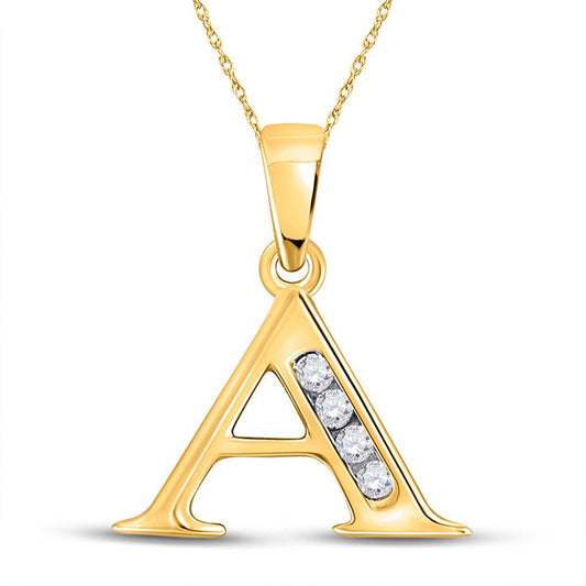 10K Yellow Gold Womens Round Diamond Initial Letter Pendant