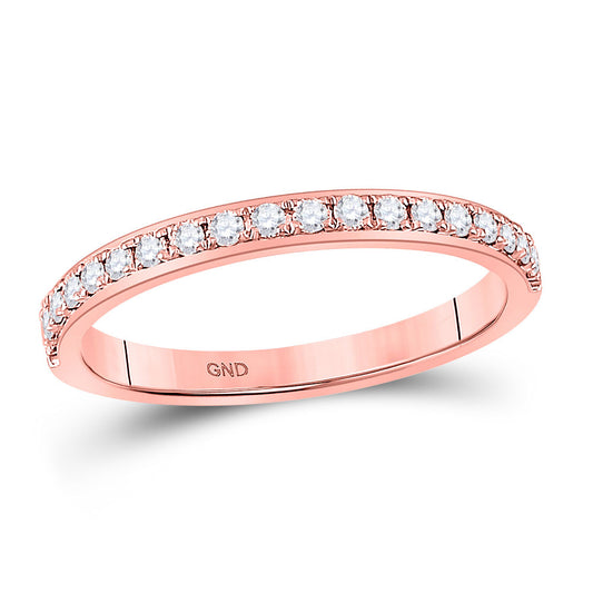 14K Rose Gold Womens Round Diamond Wedding Single Row Band 1/4 Cttw, Womens Size: 5-10