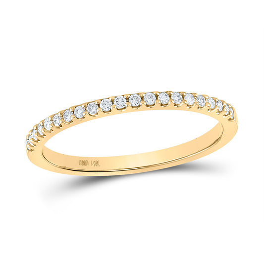 14K Yellow Gold Womens Round Diamond Wedding Single Row Band 1/6 Cttw, Womens Size: 5-10