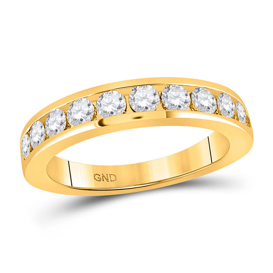 14K Yellow Gold Womens Round Diamond Wedding Single Row Band 1 Cttw, Womens Size: 5-10