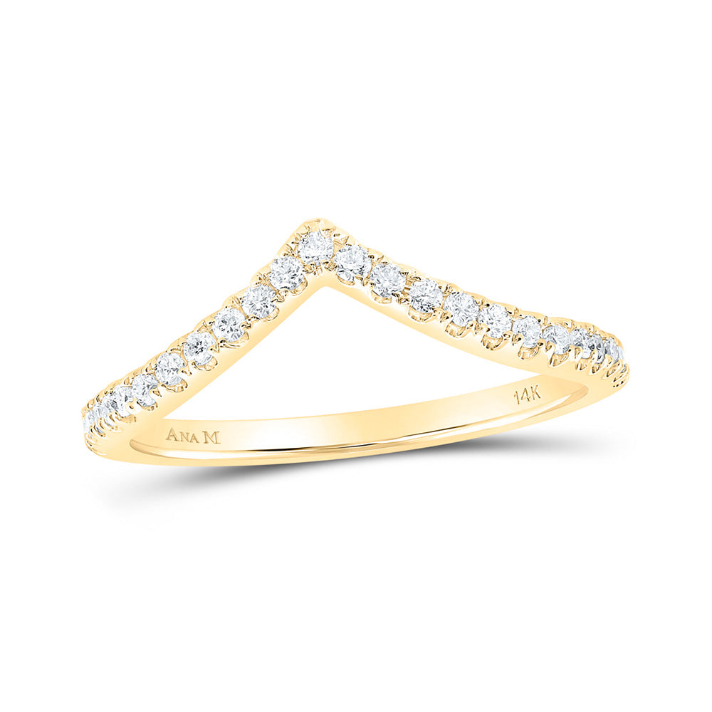 10K Yellow Or Rose Gold Womens Round Diamond Chevron Stackable Band Ring , Womens Size: 5-10