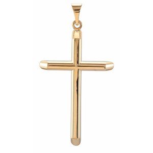14K Yellow Gold 39.75 X 22 Mm Polished Unadorned Cross Pendant