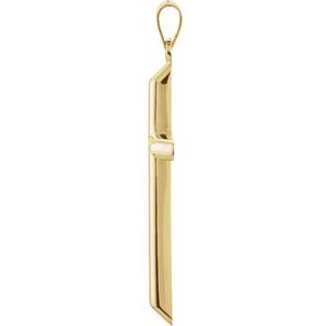14K Yellow Gold 39.75 X 22 Mm Polished Unadorned Cross Pendant