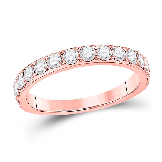14K Rose Gold Womens Round Diamond Wedding Single Row Band 3/4 Cttw, Womens Size: 5-10
