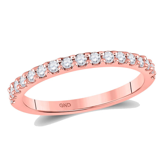 14K Rose Or Yellow Gold Womens Round Diamond Wedding Single Row Band , Womens Size: 5-10