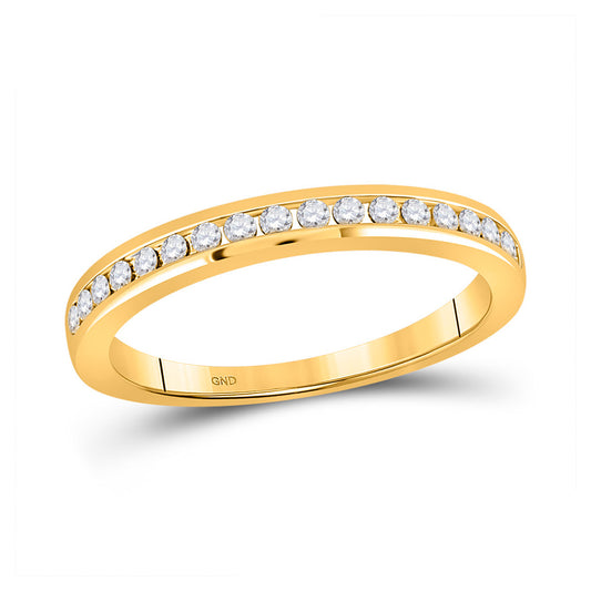 14K Rose Or Yellow Gold Womens Round Diamond Wedding Single Row Band , Womens Size: 5-10