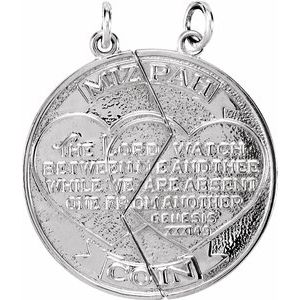 Sterling Silver Left Polished Mizpah Coin Pendant