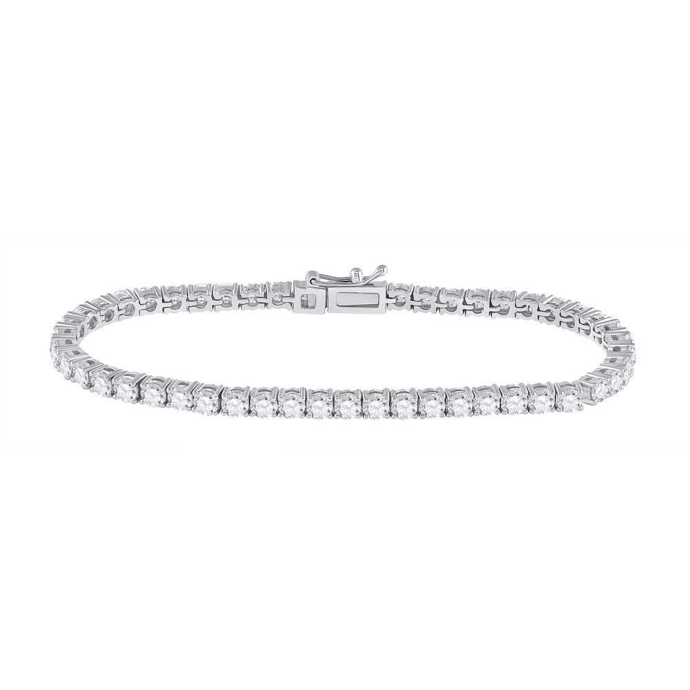 14K White Gold Womens Round Diamond Tennis Bracelet 6 Cttw