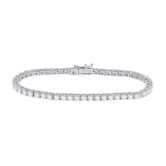 14K White Gold Womens Round Diamond Tennis Bracelet 6 Cttw