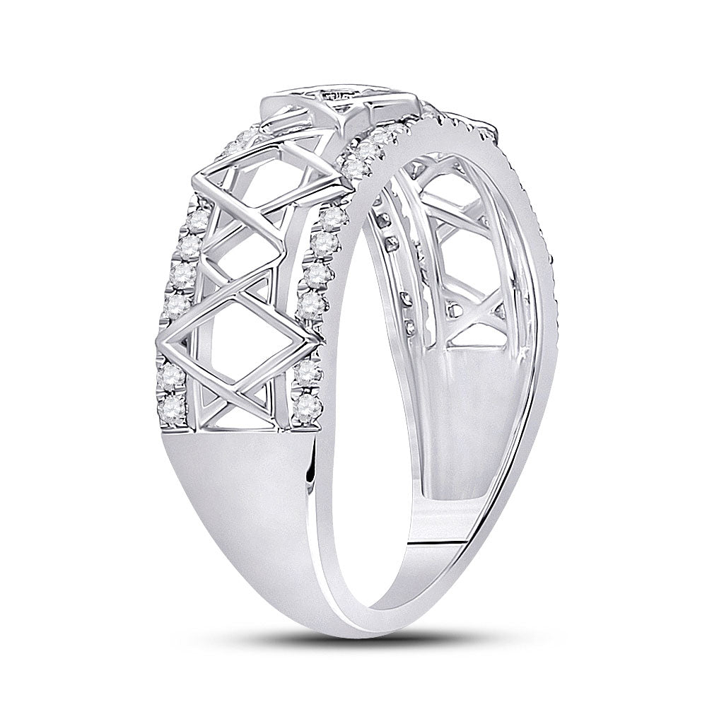 10K White Gold Womens Round Diamond Magen David Star Ring 1/5 Cttw, Womens Size: 5-10